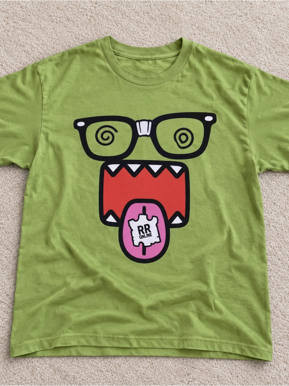 Gildan Reprint Kiwi Green Graphic Tee with Monster Face